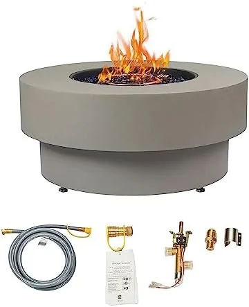 32 inch outdoor gas fire pit table with natural gas conversion kit 50000btu propane gas fire pits for outside patio wround burner lid glass rocks cover