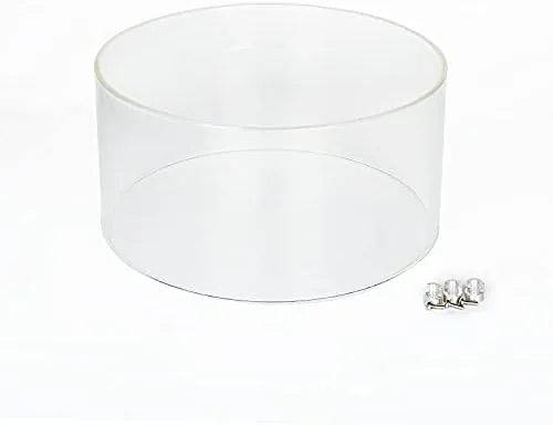 baide home borosilicate glass wind shield for patio fire pit column series round 1181 inches x 45 inches tall with three aluminum holders